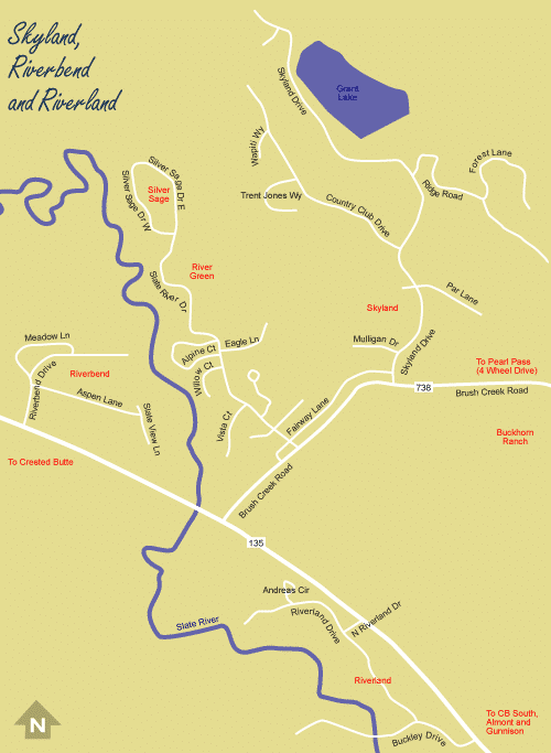 Skyland, Riverbend and Riverland Map