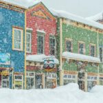 Historic Buildings in the snow on Elk Avenue, Crested Butte