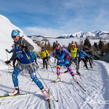 Skiers in costume for the Annual Alley Loop Nordic Race.