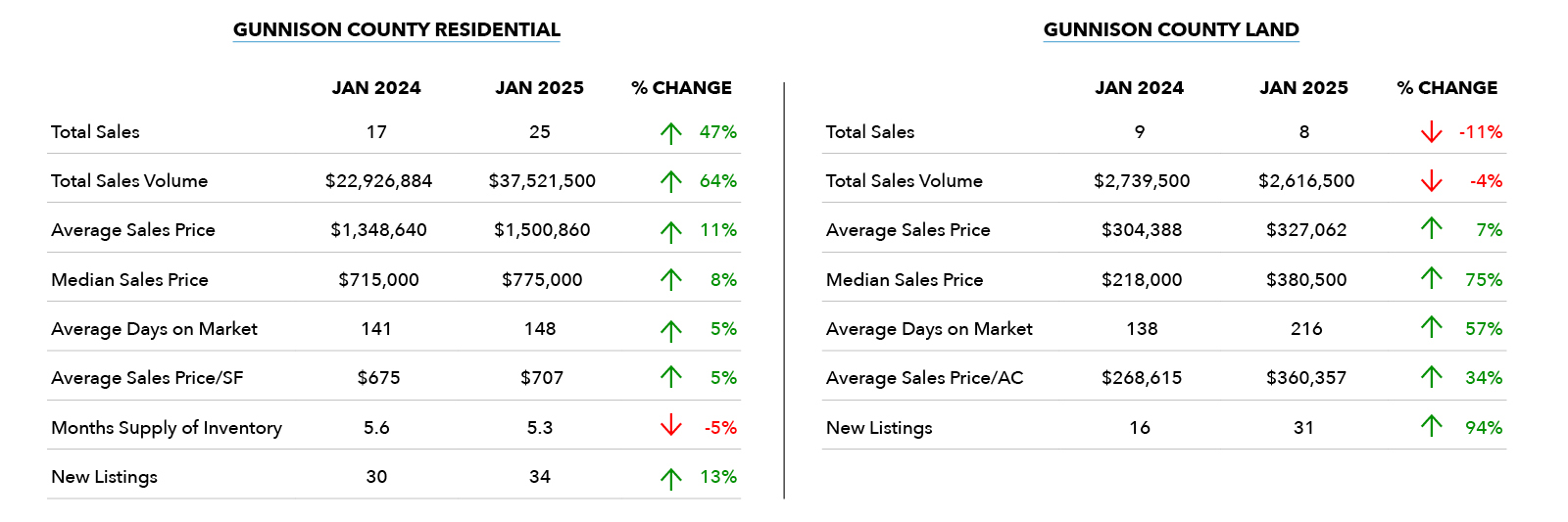 Gunnison County Real Estate Review January 2025